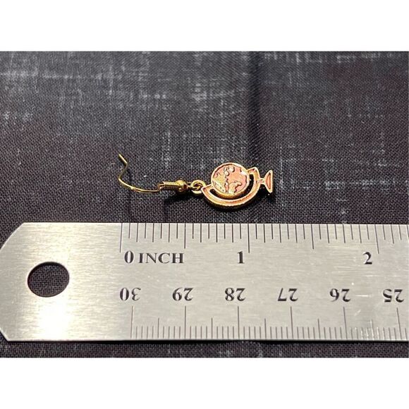 Globe Inspired Gold in Color Fish Hook Stud Earrings - Picture 2 of 3